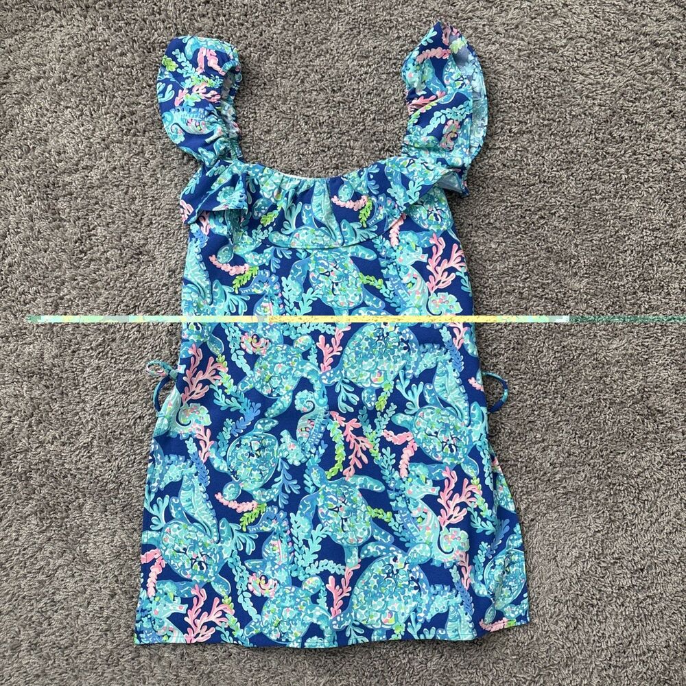 Lilly Pulitzer Zoya Ruffle Romper Size 4 Corsica Blue Turtle Villa NWT $198 New